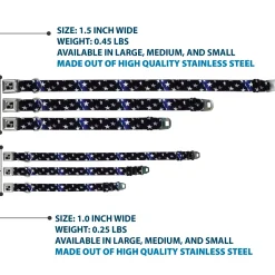 Dog Bone Seatbelt Buckle Collar - American Flag Vivid Stars Blue/White