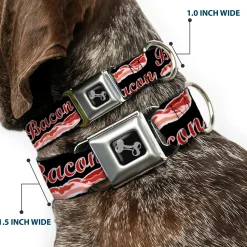 Dog Bone Seatbelt Buckle Collar - BACON Baseball Script