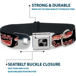 Dog Bone Seatbelt Buckle Collar - BACON Baseball Script