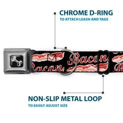 Dog Bone Seatbelt Buckle Collar - BACON Baseball Script