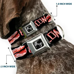 Dog Bone Seatbelt Buckle Collar - Bacon w/Text2