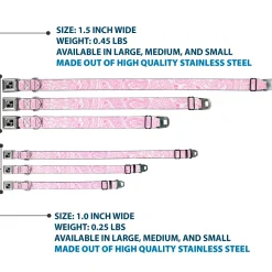 Dog Bone Seatbelt Buckle Collar - Bandana/Skulls White/Pink