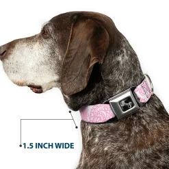 Dog Bone Seatbelt Buckle Collar - Bandana/Skulls White/Pink