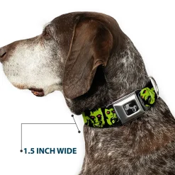 Dog Bone Seatbelt Buckle Collar - Zombie Expressions Black/Green/Red