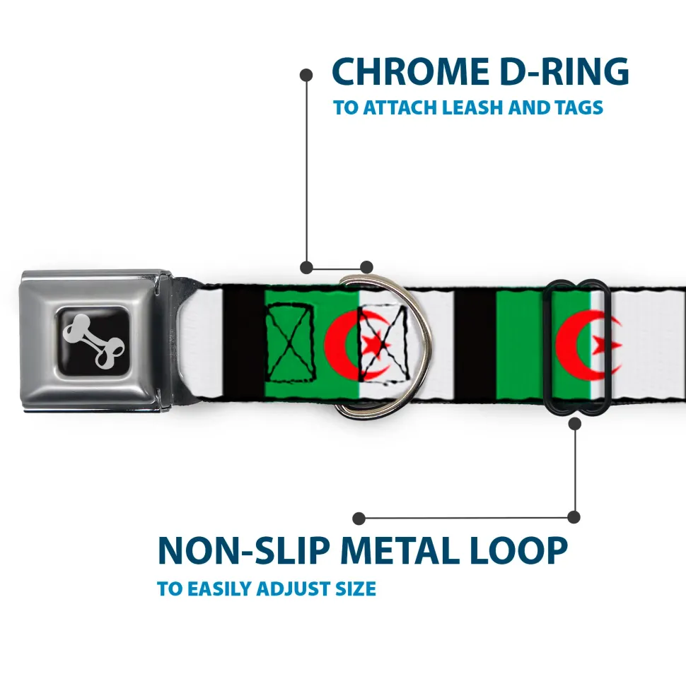 Dog Bone Seatbelt Buckle Collar - Algeria Flags