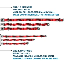 Dog Bone Seatbelt Buckle Collar - American Flag Vivid Stripes CLOSE-UP Red/White