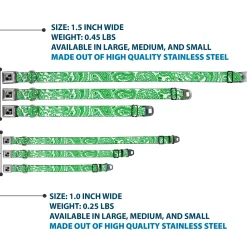 Dog Bone Seatbelt Buckle Collar - Bandana/Skulls White/Irish Green