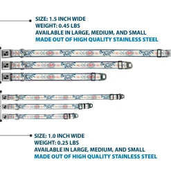 Dog Bone Seatbelt Buckle Collar - BD AUTHENTIC SEATBELT BELT White/Blue/Red