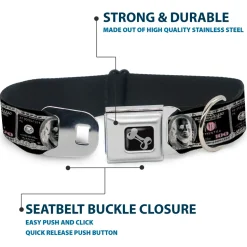 Dog Bone Seatbelt Buckle Collar - 100 Dollar Bill X-Ray Black/White