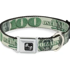 Dog Bone Seatbelt Buckle Collar - 100 Dollar Bill CLOSE-UP/Triple Benjamin