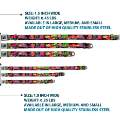 Dog Bone Seatbelt Buckle Collar - BD Paint Splatter Black/Neon