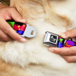 Dog Bone Seatbelt Buckle Collar - BD Paint Splatter Black/Neon