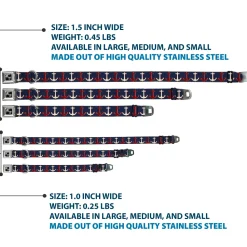 Dog Bone Seatbelt Buckle Collar - Anchor3 CLOSE-UP Navy/Red/Cream