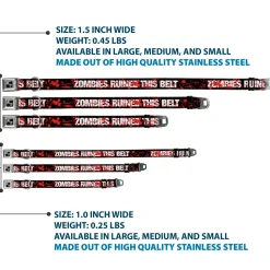 Dog Bone Seatbelt Buckle Collar - ZOMBIES RUINED THIS BELT Black/White/Red Splatter