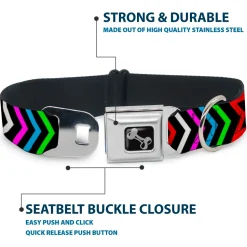 Dog Bone Seatbelt Buckle Collar - Arrows Black/Multi Color