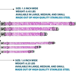 Dog Bone Seatbelt Buckle Collar - Bandana/Skulls White/Purple