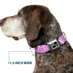 Dog Bone Seatbelt Buckle Collar - Bandana/Skulls White/Purple