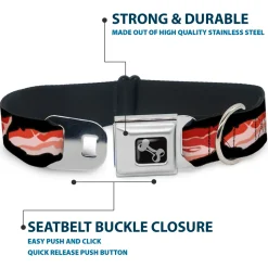 Dog Bone Seatbelt Buckle Collar - Bacon