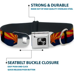 Dog Bone Seatbelt Buckle Collar - Arizona Flag Distressed Painting