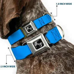 Dog Bone Seatbelt Buckle Collar - Baby Blue