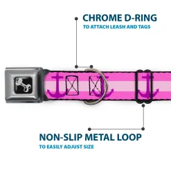 Dog Bone Seatbelt Buckle Collar - Anchor/Stripe Pinks/Purple