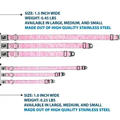 Dog Bone Seatbelt Buckle Collar - Bandana/Skulls Pink/White