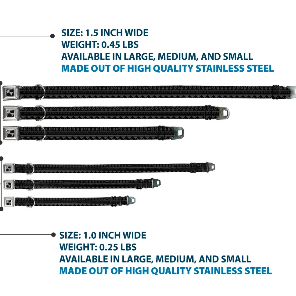 Dog Bone Seatbelt Buckle Collar - Aztec1 Gray/Black