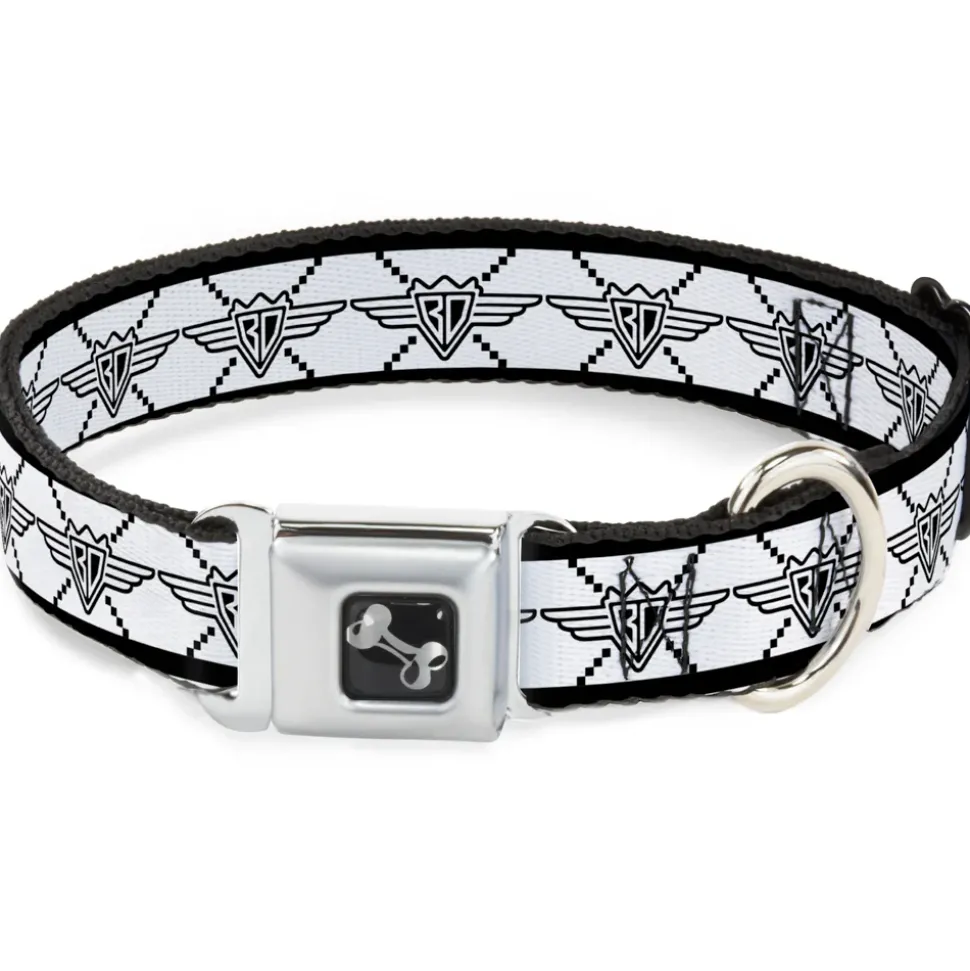 Dog Bone Seatbelt Buckle Collar - BD Monogram2 White/Black