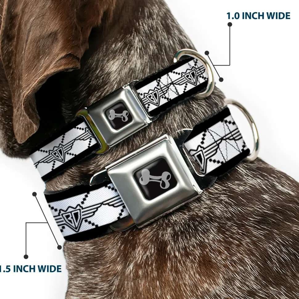 Dog Bone Seatbelt Buckle Collar - BD Monogram2 White/Black