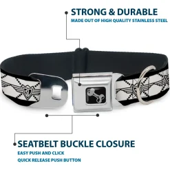 Dog Bone Seatbelt Buckle Collar - BD Monogram2 White/Black