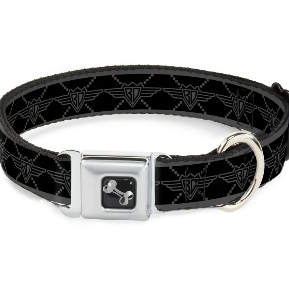 Dog Bone Seatbelt Buckle Collar - BD Monogram2 Black/Gray