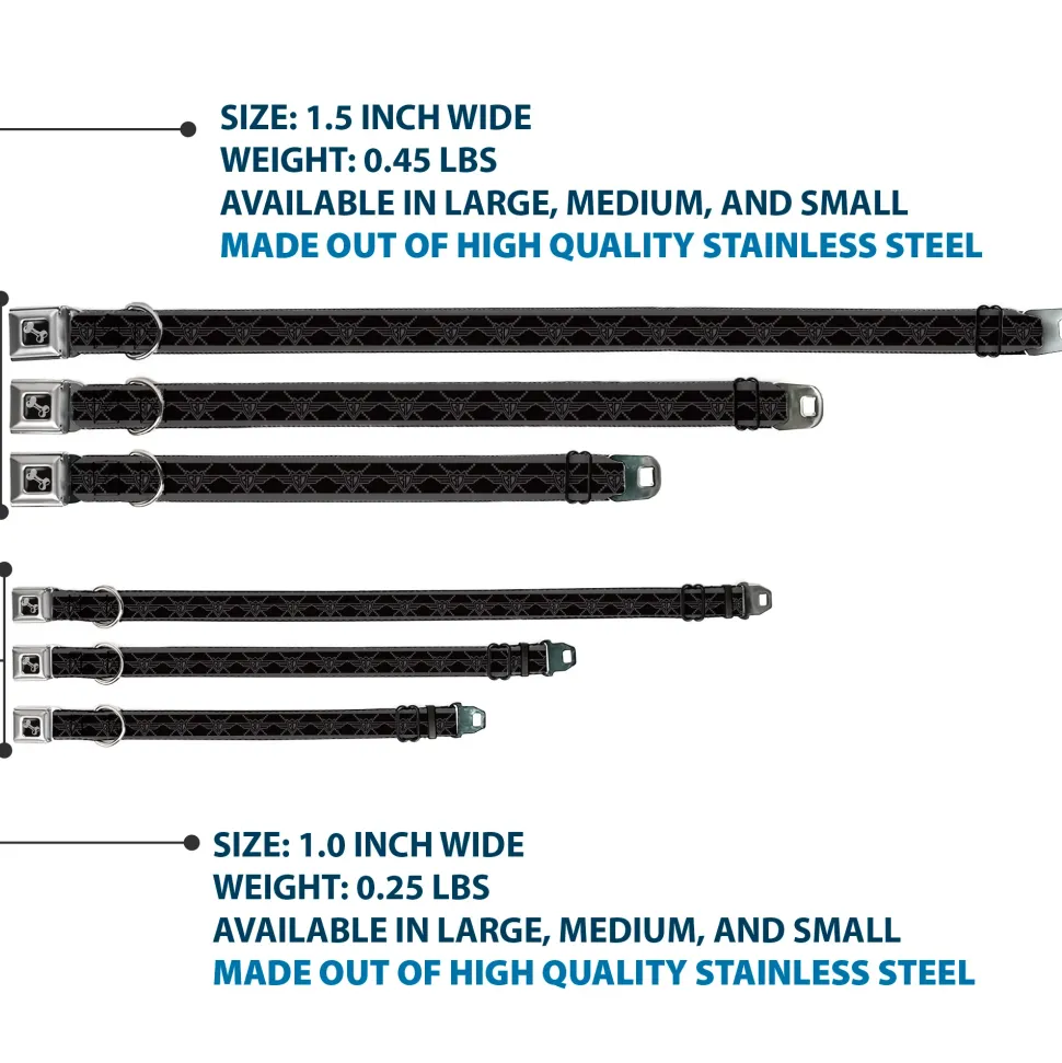 Dog Bone Seatbelt Buckle Collar - BD Monogram2 Black/Gray