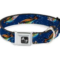 Dog Bone Seatbelt Buckle Collar - Bass Fish/Water Bubbles