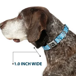 Dog Bone Seatbelt Buckle Collar - Bandana/Skulls Baby Blue/White