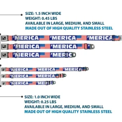 Dog Bone Seatbelt Buckle Collar - 'MERICA/US Flag Blue/White/Red