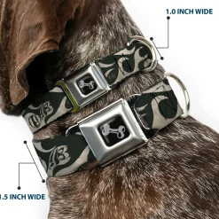 Dog Bone Seatbelt Buckle Collar - BD AUTHENTIC SEATBELT BELT SINCE 1993 Flames Olive/Tan