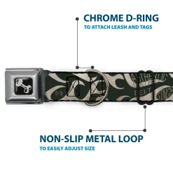 Dog Bone Seatbelt Buckle Collar - BD AUTHENTIC SEATBELT BELT SINCE 1993 Flames Olive/Tan