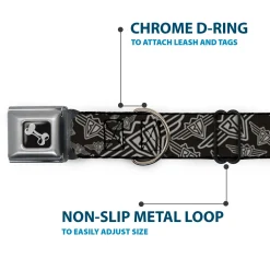 Dog Bone Seatbelt Buckle Collar - BD Logo Scattered Black/Gray