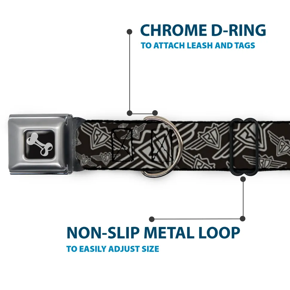 Dog Bone Seatbelt Buckle Collar - BD Logo Scattered Black/Gray