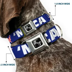 Dog Bone Seatbelt Buckle Collar - 'MERICA/USA Silhouette Blue/White/US Flag