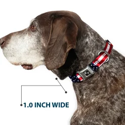 Dog Bone Seatbelt Buckle Collar - American Flag Vivid CLOSE-UP