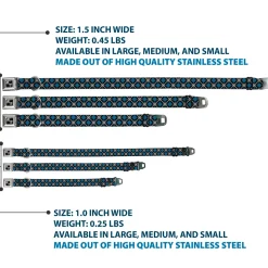 Dog Bone Seatbelt Buckle Collar - Argyle Black/Gray/Turquoise