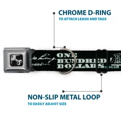 Dog Bone Seatbelt Buckle Collar - Americana One Hundred Dollar Bill Elements Black/Gray
