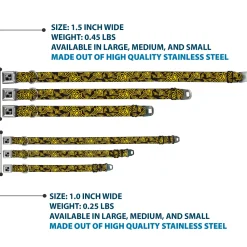 Dog Bone Seatbelt Buckle Collar - BD Logo Scattered Black/Yellow