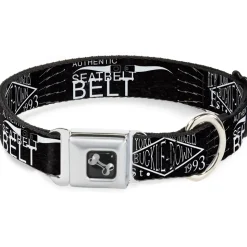 Dog Bone Seatbelt Buckle Collar - BD AUTHENTIC SEATBELT BELT NY-LA Black/White