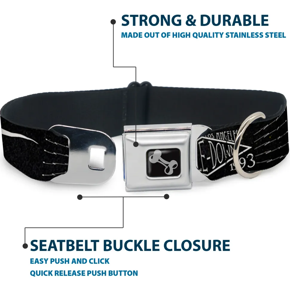 Dog Bone Seatbelt Buckle Collar - BD AUTHENTIC SEATBELT BELT NY-LA Black/White