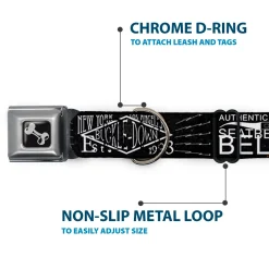 Dog Bone Seatbelt Buckle Collar - BD AUTHENTIC SEATBELT BELT NY-LA Black/White