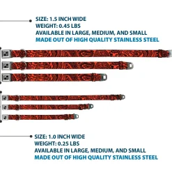 Dog Bone Seatbelt Buckle Collar - Bandana/Skulls Orange/Black