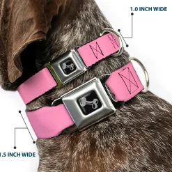 Dog Bone Seatbelt Buckle Collar - Baby Pink