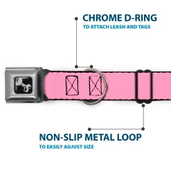 Dog Bone Seatbelt Buckle Collar - Baby Pink